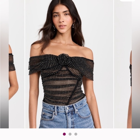 Self-Portrait Black Off-Shoulder Top - Picture 1 of 4